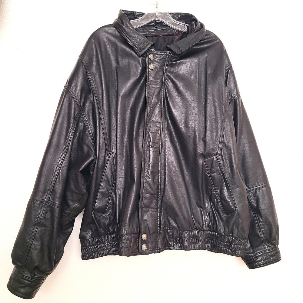 Vintage Wilsons Leather 3X Black Leather Biker Moto Motorcycle Jacket Grunge 90s